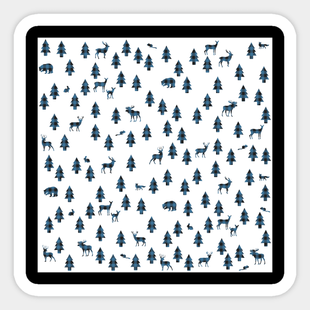 Woodland Pattern: Blue Buffalo Plaid Sticker by Jared S Davies